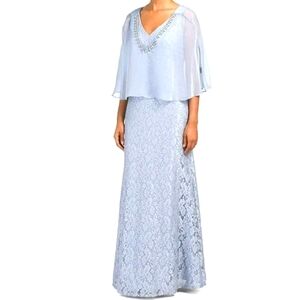 Ignite Evenings Blue Glitter Lace Gown 20W